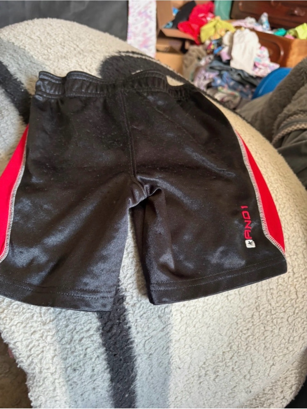 And1 Black and Red Athletic Kids Shorts
